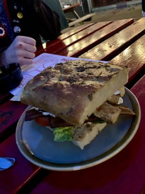 ‘Chicken’ sandwich   at Hyde Park Book Club in Leeds