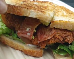 Jalapeno avocado bacon chik'n sandwich at The Butcher's Son in Berkeley