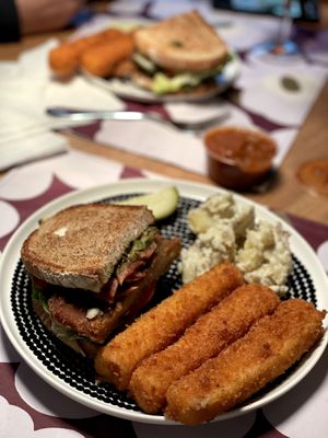 Killer BLAT, potato salad, and fried mozzarella at The Butcher's Son in Berkeley