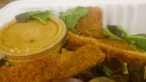 sweet mustard chickless sandwich as a salad at The Butcher's Son in Berkeley