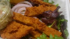 sweet mustard chickless sandwich as a salad at The Butcher's Son in Berkeley