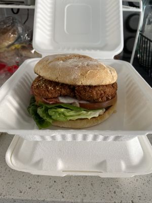 Caesar sandwich with vegan fried chicken   at The Butcher's Son in Berkeley