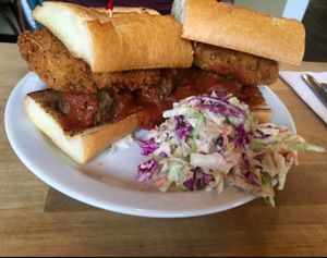 fried mozzarella and meatball sandwich    at The Butcher's Son in Berkeley