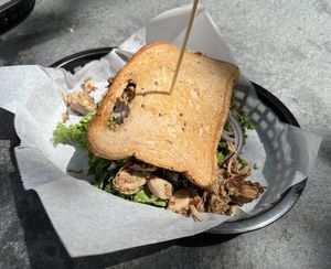 Big Greek made gluten-free by replacing the vegan meat with jackfruit  at The Butcher's Son in Berkeley