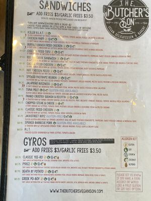Menu  at The Butcher's Son in Berkeley