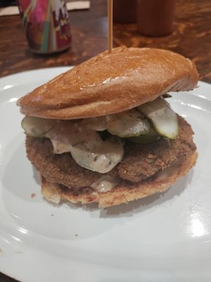 Pickle and chicken at The Butcher's Son in Berkeley