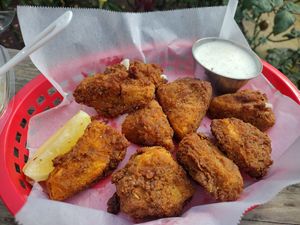 Jackfruit Phish nuggets. Taste best cold! at The Butcher's Son in Berkeley