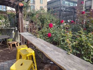 Beautiful garden at The Butcher's Son in Berkeley