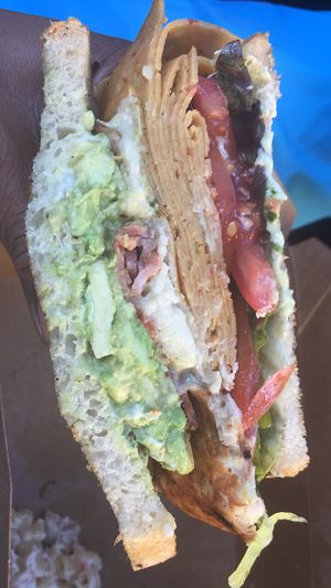 Garlic Chicken Sandwich. I think I added pepper jack to it. Super poppin at The Butcher's Son in Berkeley