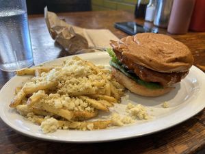 Buffalo chicken ranch sando with Parmesan fries - fries were really good!   at The Butcher's Son in Berkeley