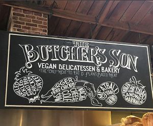 sign over  cashier at The Butcher's Son in Berkeley