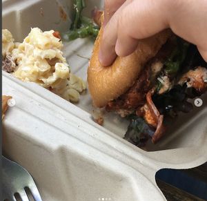 My husband couldn't wait for me to take a picture of his BBQ Bacon Burger at The Butcher's Son in Berkeley