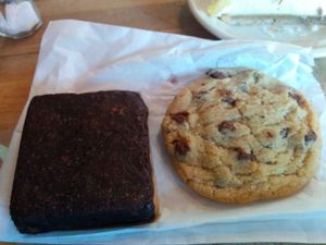Very moist, cakey tasty brownie. Chocolate chip cookie at The Butcher's Son in Berkeley