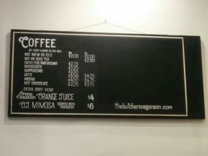 Drink menu board at The Butcher's Son in Berkeley