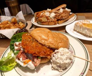 Buffalo chicken burger and chicken parm sandwich at The Butcher's Son in Berkeley
