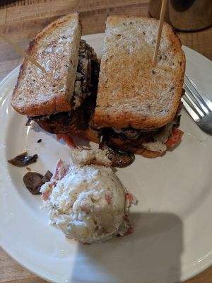 Patty melt w potato salad at The Butcher's Son in Berkeley