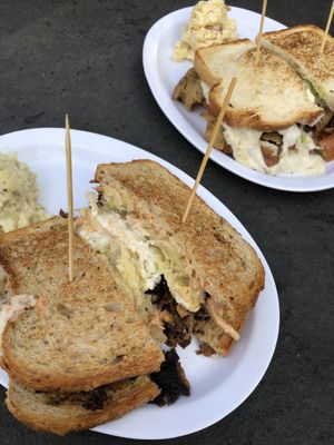 Pesto and Rueben Sandwiches  at The Butcher's Son in Berkeley