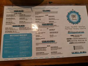 Menu Side 1 March 14, 2019 at OM Foods in Chico