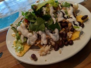 1/2 order Vegan Nachos at OM Foods in Chico