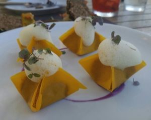 kimchi dumplings at Plant Food and Wine in Miami