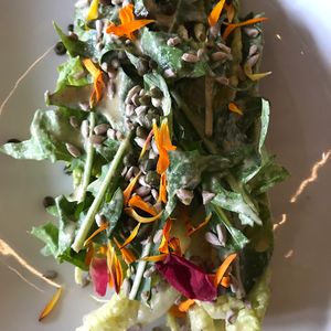 Sunflower Ceaser Salad at Plant Food and Wine in Miami