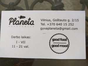 Business card at Planeta in Vilnius
