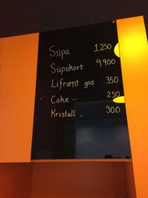 Easy menu (menu probably changes) at Supubarinn in Reykjavik