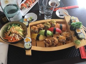 Vegan sushi boat at Asia Fusion Sushi in Paderno Dugnano