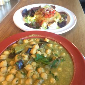 Two main courses of the menu of the day.  at Teresa Carles in Lleida