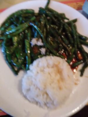 Mala String Beans (already vegan and on the menu) at Mark Pi's China Gate in Zanesville