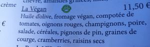Vegan Gallette: La Végan €11.50 Olive oil, vegan cheese, tomato compote, red onions, mushrooms, pear, salad, cereals, pine nuts, pumpkin seeds, cramberries, raisins at Creperie du Port in Vannes