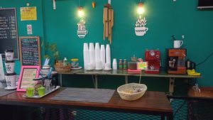 Coffee station with a wide variety of coffee available at Y la vaca Chocha in Buenos Aires