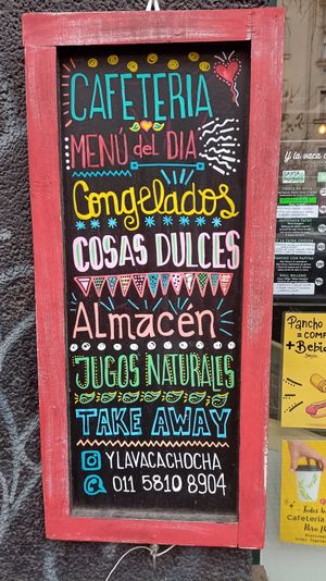 Menu of the day at Y la vaca Chocha in Buenos Aires