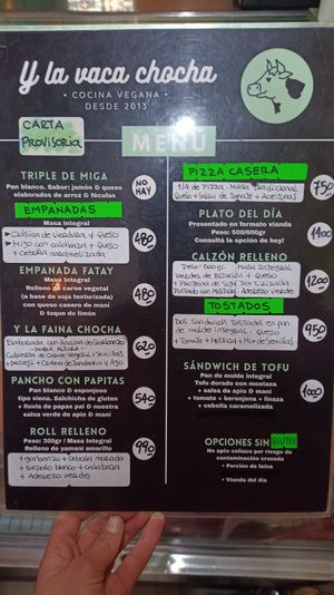 Menu and prices at Y la vaca Chocha in Buenos Aires