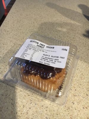 Choc donut at Alby's Gluten Free Bakery in Adelaide