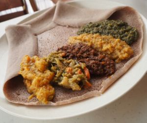 vegan mixed plate  at Addis Ababa Cafe in West Hindmarsh