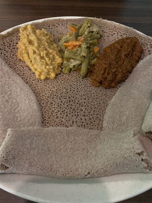 Vegan trio platter at Addis Ababa Cafe in West Hindmarsh