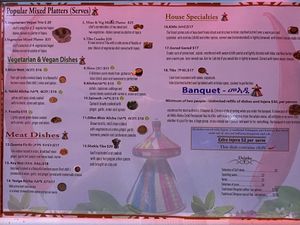 Menu at Addis Ababa Cafe in West Hindmarsh