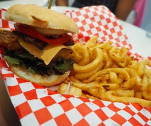 soruhern fried tofu burger at Sugar Shack Diner in Norwood