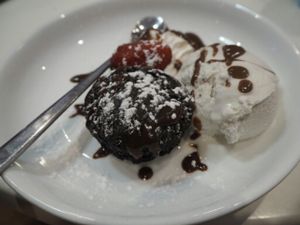 brownie with ice cream  at Sugar Shack Diner in Norwood