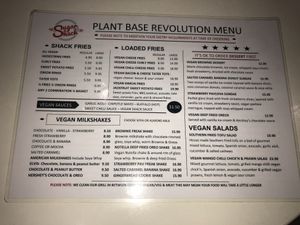 Seperate vegan menu  at Sugar Shack Diner in Norwood