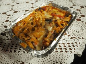 vegan noodles with cheese at Kako Pizza in Prospect