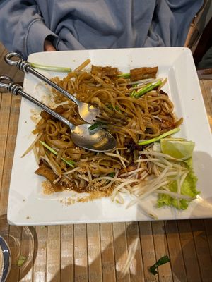 Jar sauce and Noodles that aren’t cooked. And microwaved tofu that is so hard it hurts your teeth.  at Chiang Rai Mai in Paris
