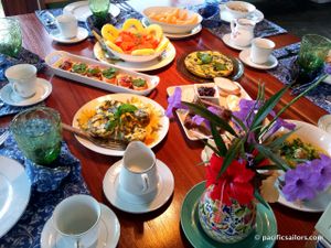 It's a feast when there is a full house. at Casa AbundancYah B&B in Bocas Del Toro