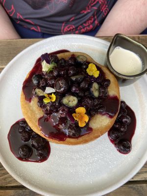 blueberry buttercream pancakes  at Mildreds - Kings Cross in North London