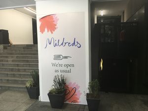 Sign in front at Mildreds - Kings Cross in North London