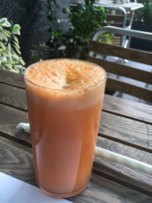 Carrot ginger juice at Mildreds - Kings Cross in North London