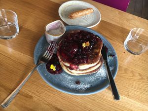 Pancakes and sausage at Mildreds - Kings Cross in North London