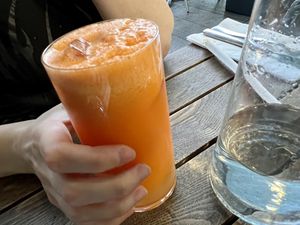 carrot ginger smoothie  at Mildreds - Kings Cross in North London