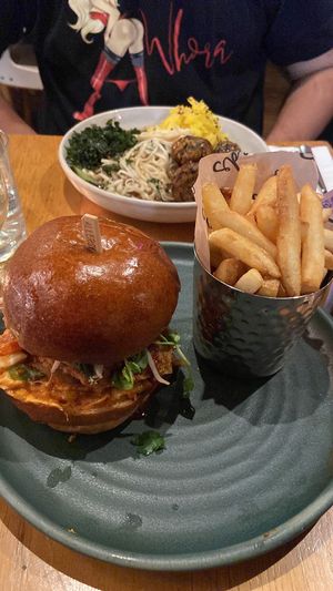 Korean fried chick’n burger  at Mildreds - Kings Cross in North London